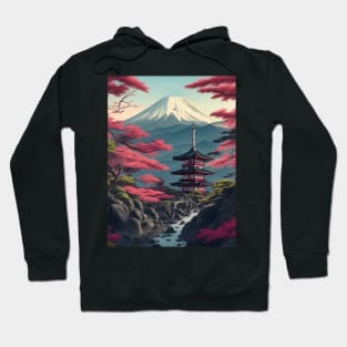 Serene Mount Fuji Sunset - Peaceful River Scenery Hoodie